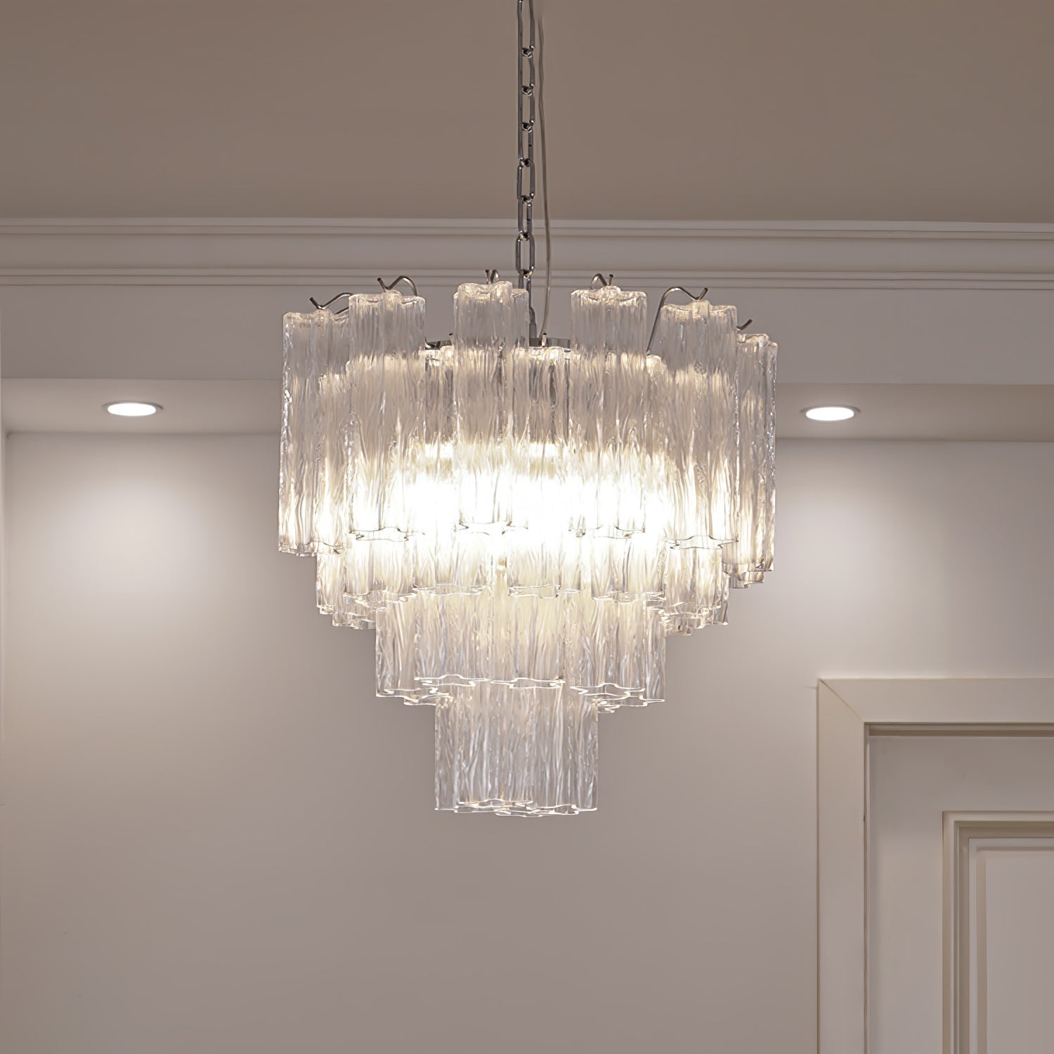 Aurora Chandelier White Layered Tube