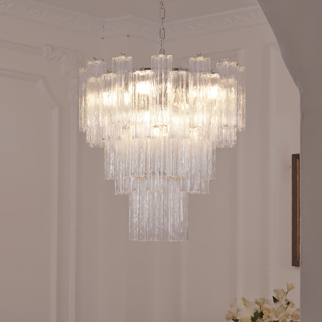 Aurora Chandelier White Layered Tube