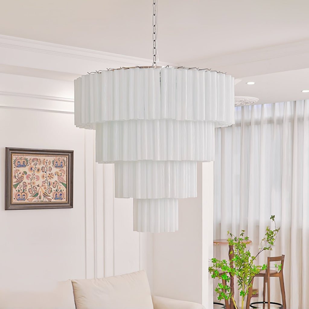 Aurora Chandelier White Layered Tube