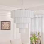 Aurora Chandelier White Layered Tube