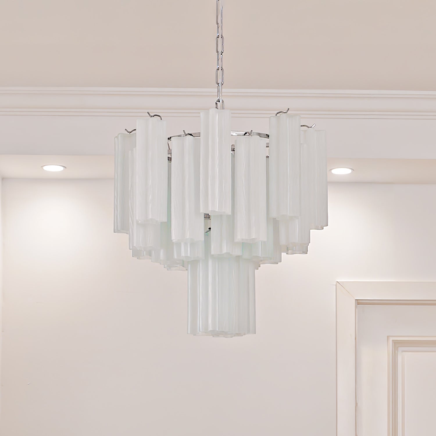 Aurora Chandelier White Layered Tube