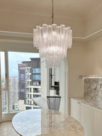 Aurora Chandelier White Layered Tube