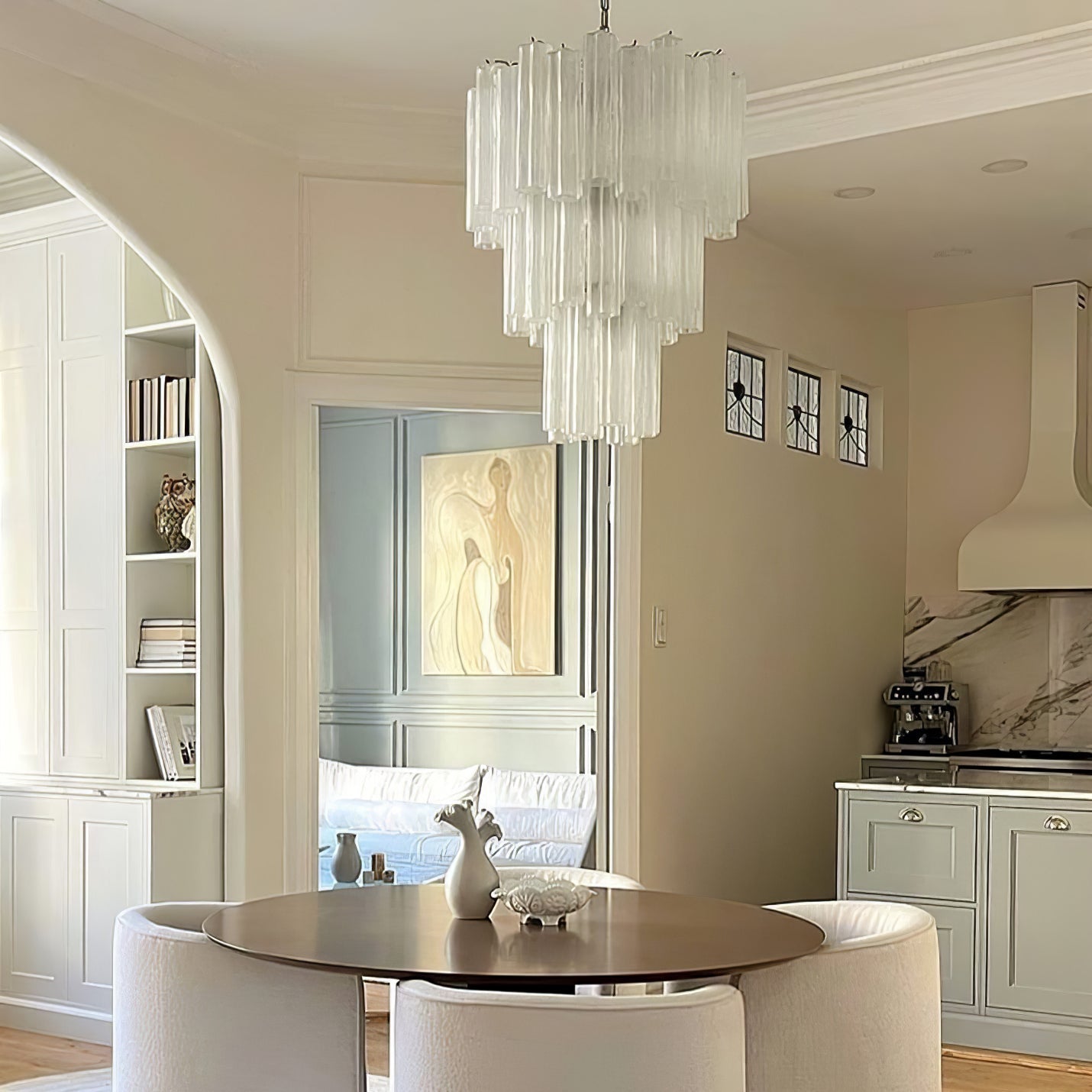 Aurora Chandelier White Layered Tube