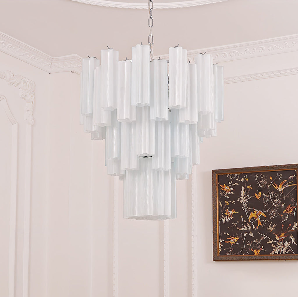 Aurora Chandelier White Layered Tube