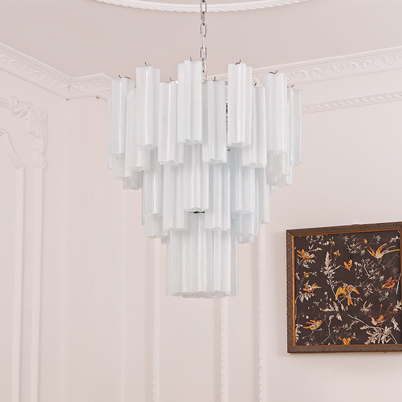Aurora Chandelier White Layered Tube