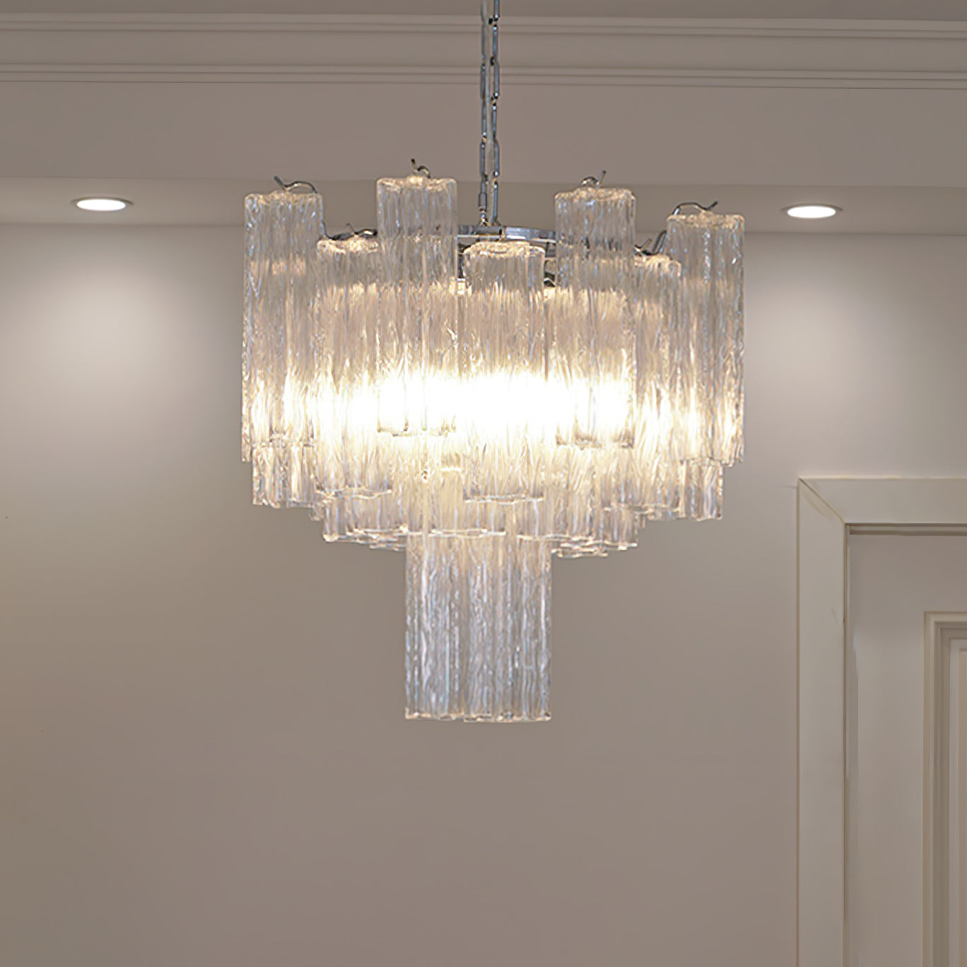 Aurora Chandelier White Layered Tube