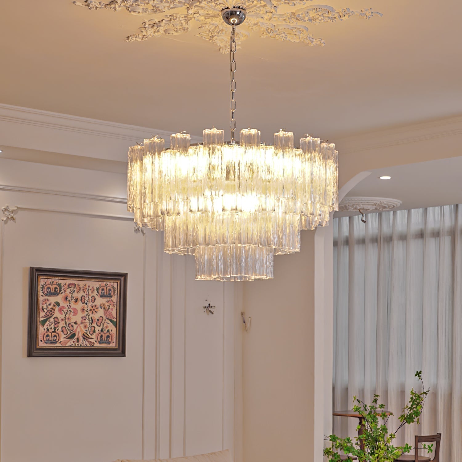 Aurora Chandelier White Layered Tube