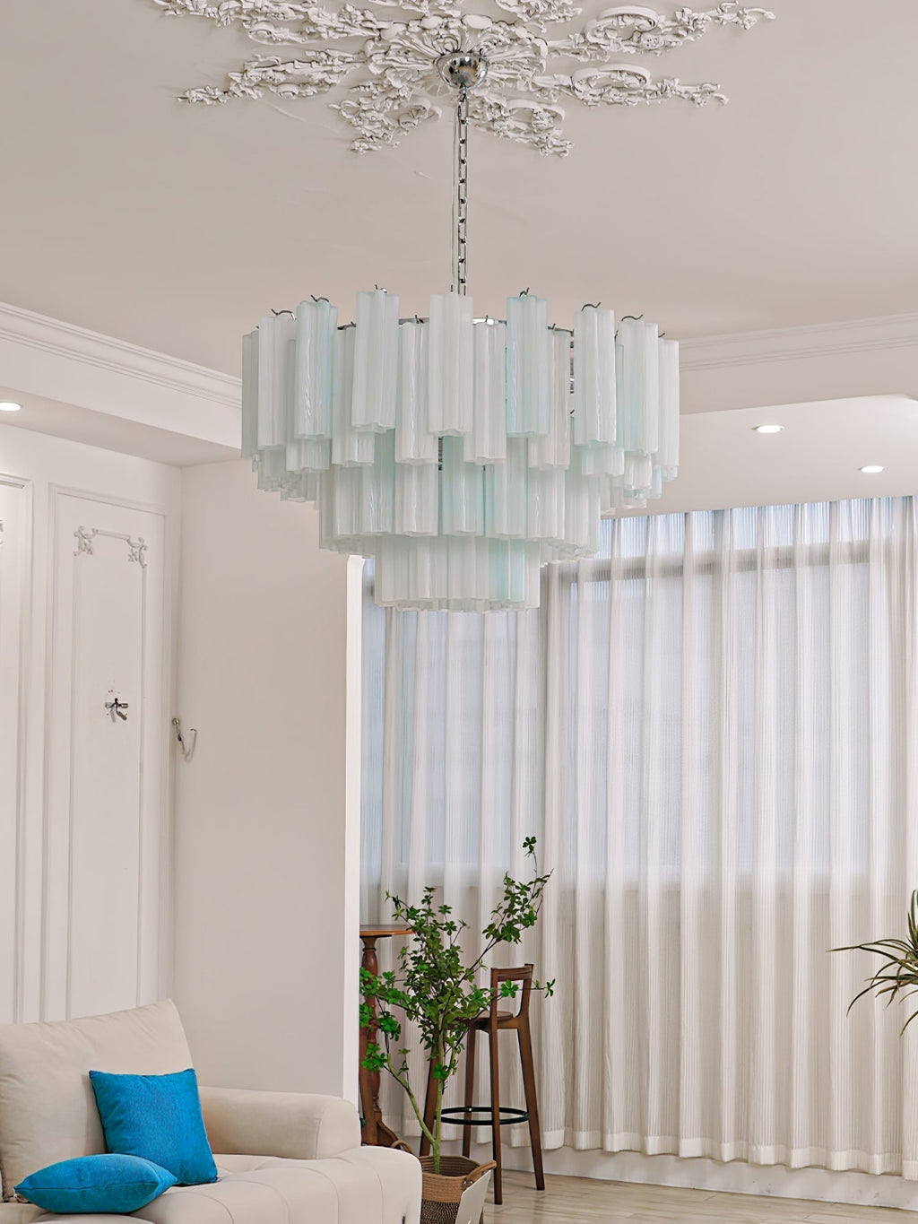 Aurora Chandelier White Layered Tube