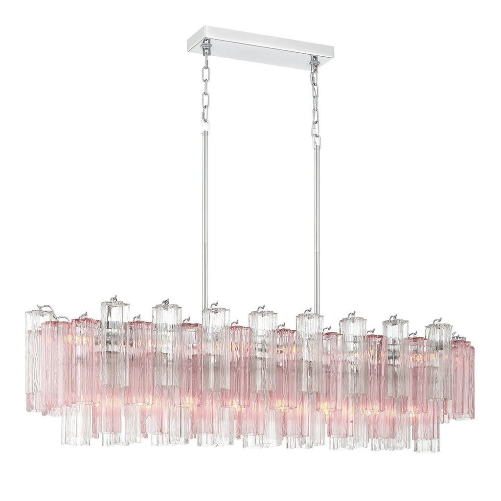 Sylva Linear Chandelier Glass Tube Tiered Amber