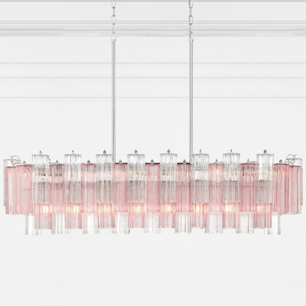 Sylva Linear Chandelier Glass Tube Tiered Amber