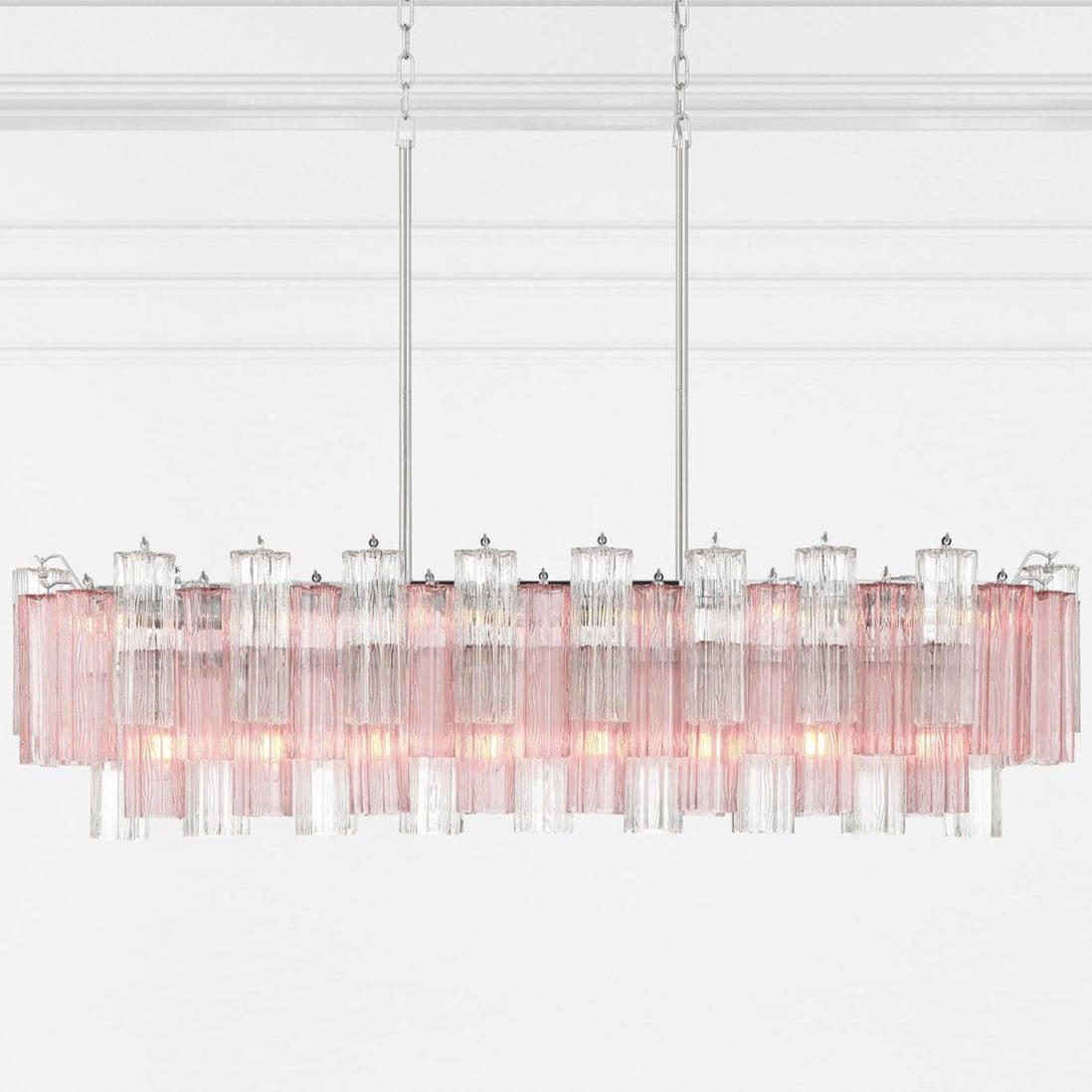 Sylva Linear Chandelier Glass Tube Tiered Amber