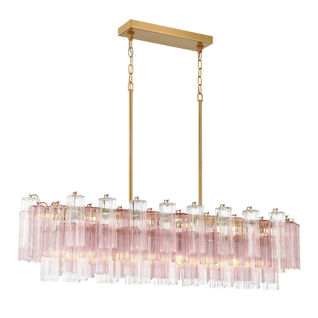 Sylva Linear Chandelier Glass Tube Tiered Amber