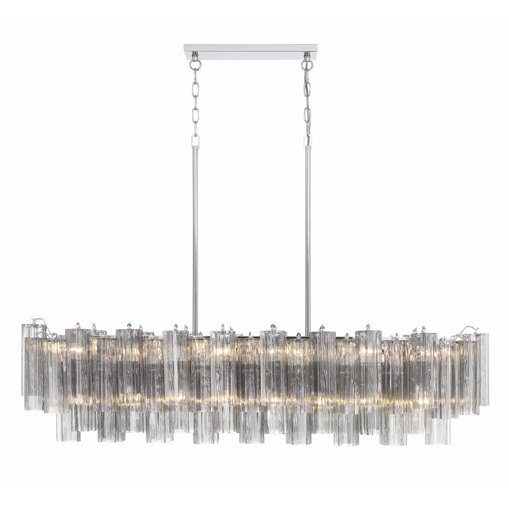 Sylva Linear Chandelier Glass Tube Tiered Amber