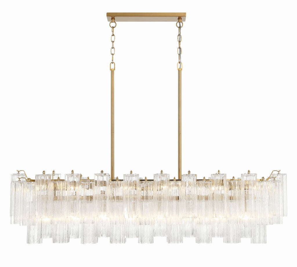 Sylva Linear Chandelier Glass Tube Tiered Amber