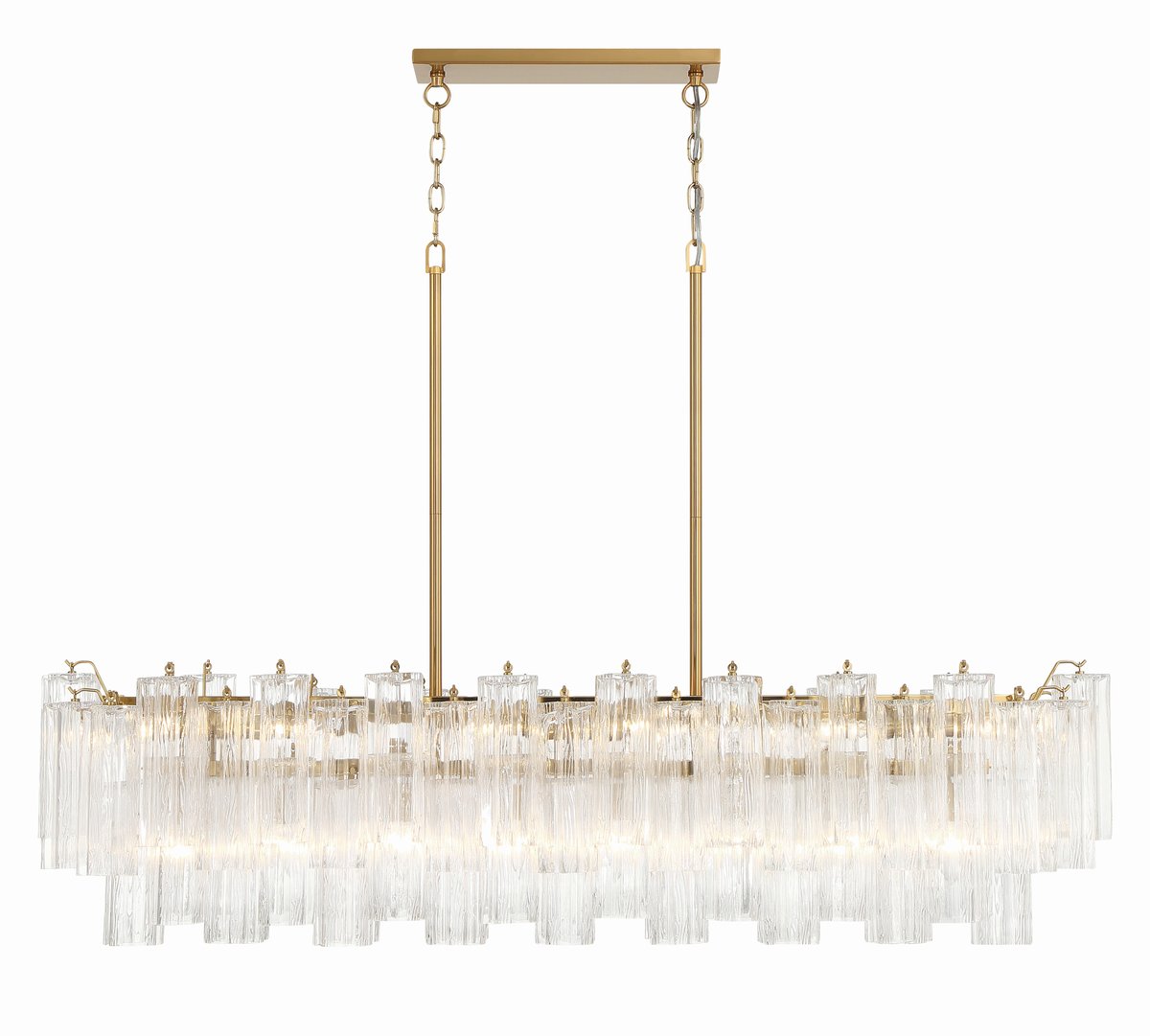 Sylva Linear Chandelier Glass Tube Tiered Amber
