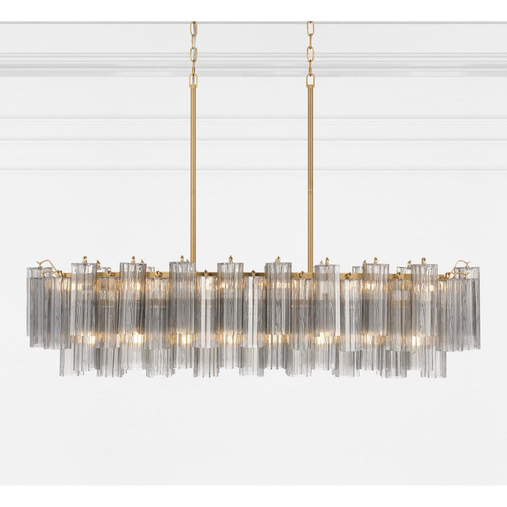 Sylva Linear Chandelier Glass Tube Tiered Amber