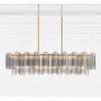 Sylva Linear Chandelier Glass Tube Tiered Amber