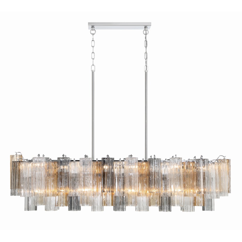 Sylva Linear Chandelier Glass Tube Tiered Amber