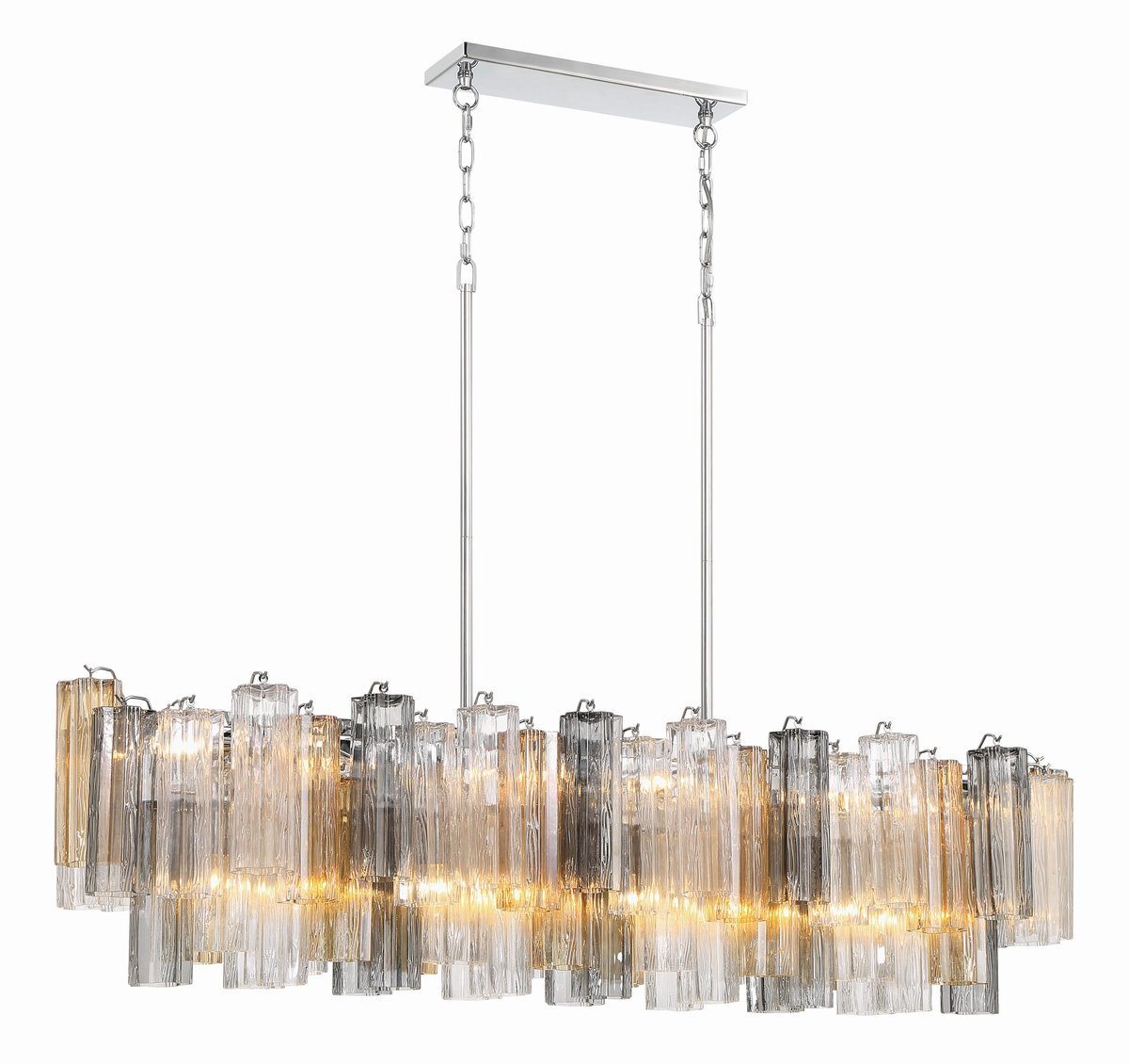 Sylva Linear Chandelier Glass Tube Tiered Amber