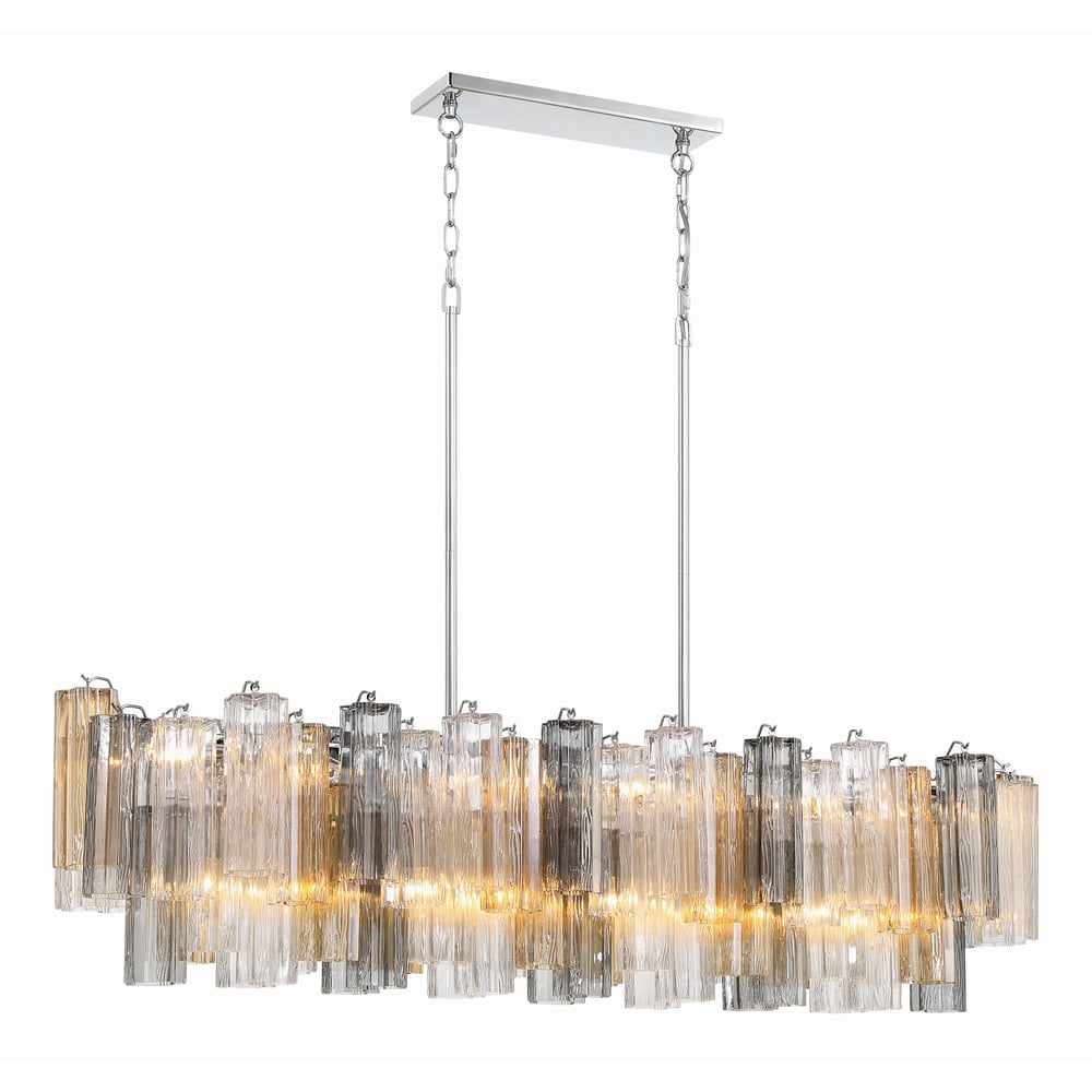 Sylva Linear Chandelier Glass Tube Tiered Amber