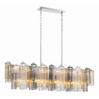 Sylva Linear Chandelier Glass Tube Tiered Amber