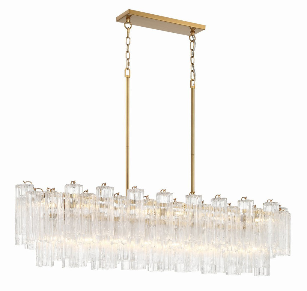 Sylva Linear Chandelier Glass Tube Tiered Amber