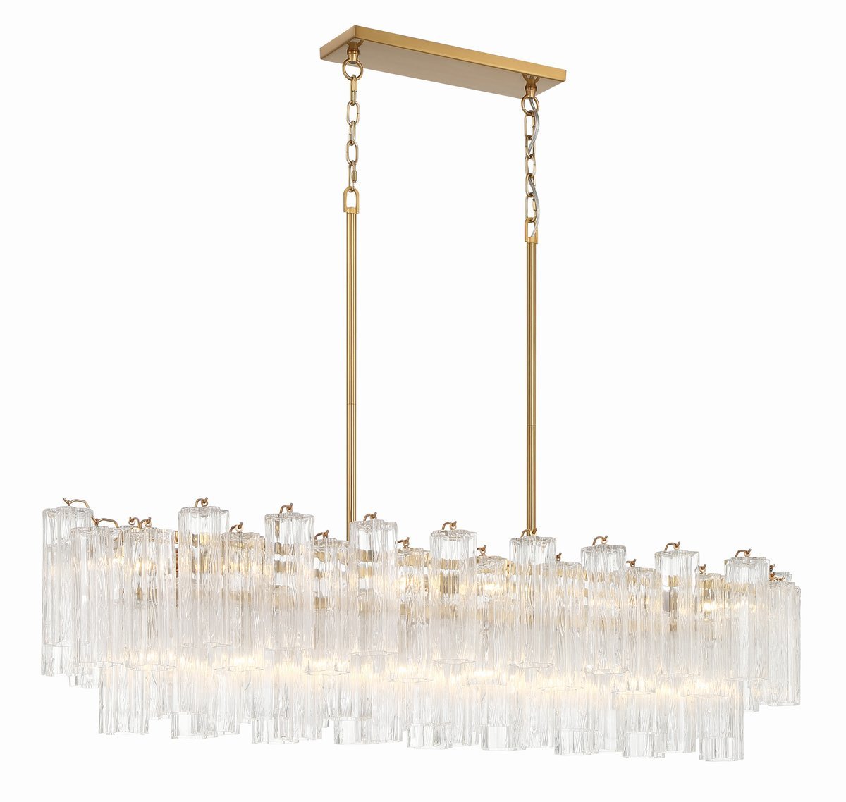 Sylva Linear Chandelier Glass Tube Tiered Amber