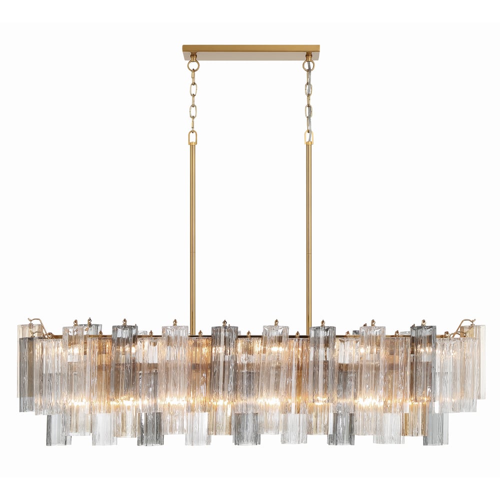 Sylva Linear Chandelier Glass Tube Tiered Amber