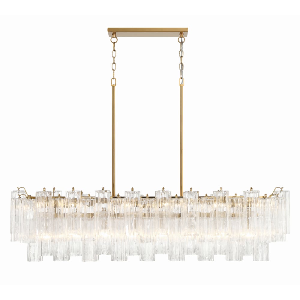 Sylva Linear Chandelier Glass Tube Tiered Amber