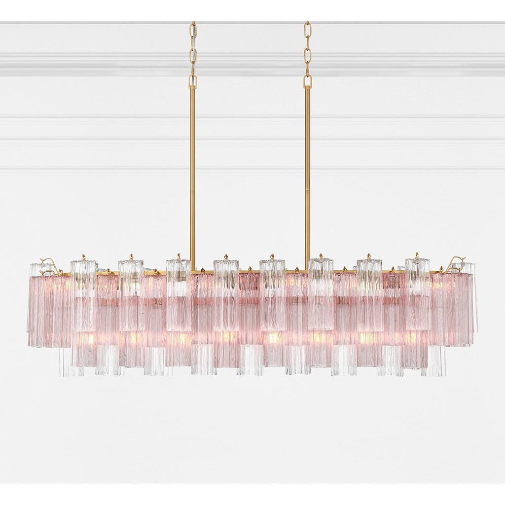 Sylva Linear Chandelier Glass Tube Tiered Amber