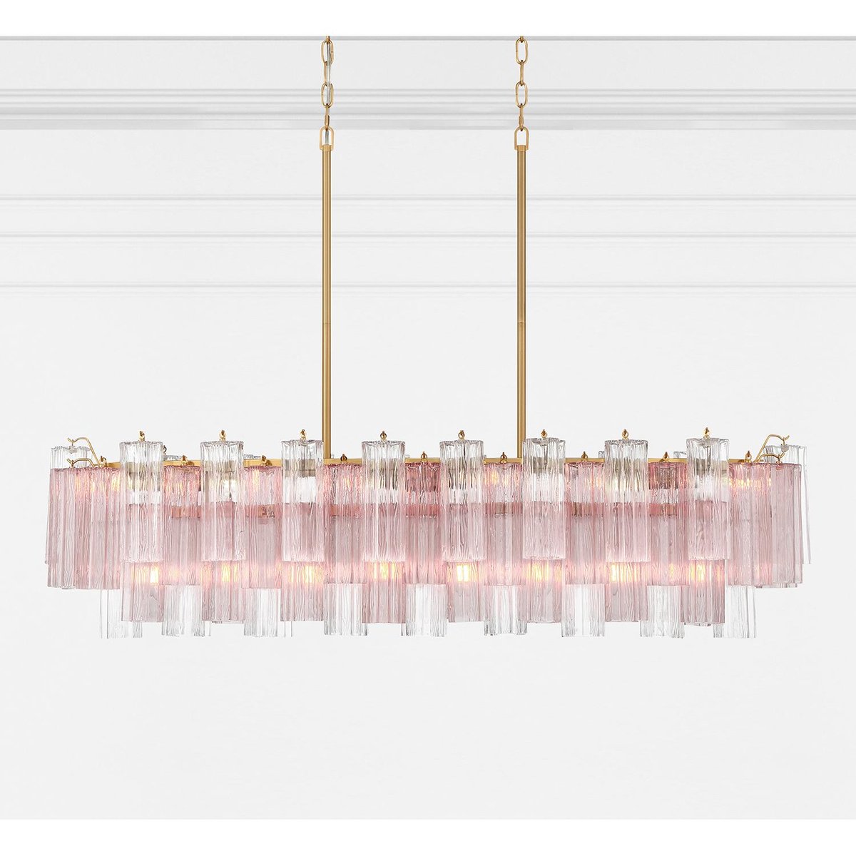 Sylva Linear Chandelier Glass Tube Tiered Amber