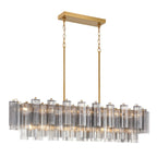Sylva Linear Chandelier Glass Tube Tiered Amber