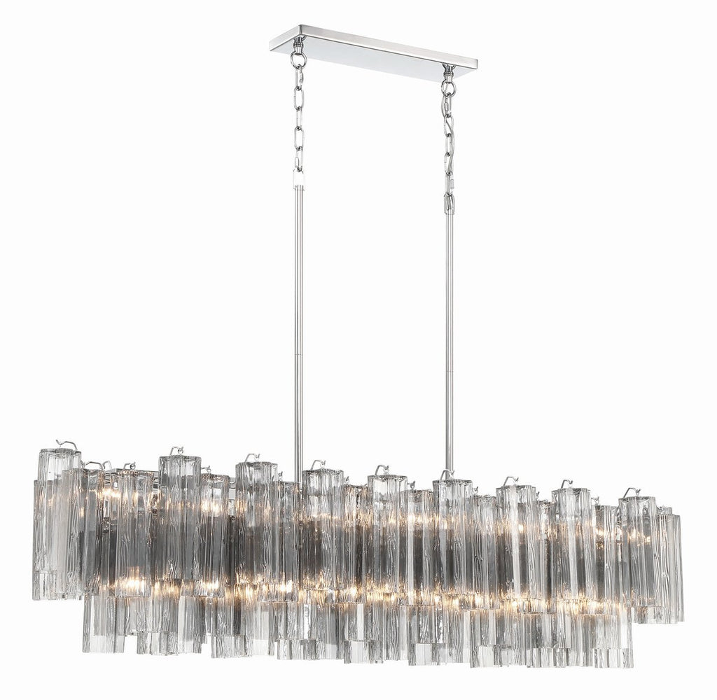 Sylva Linear Chandelier Glass Tube Tiered Amber