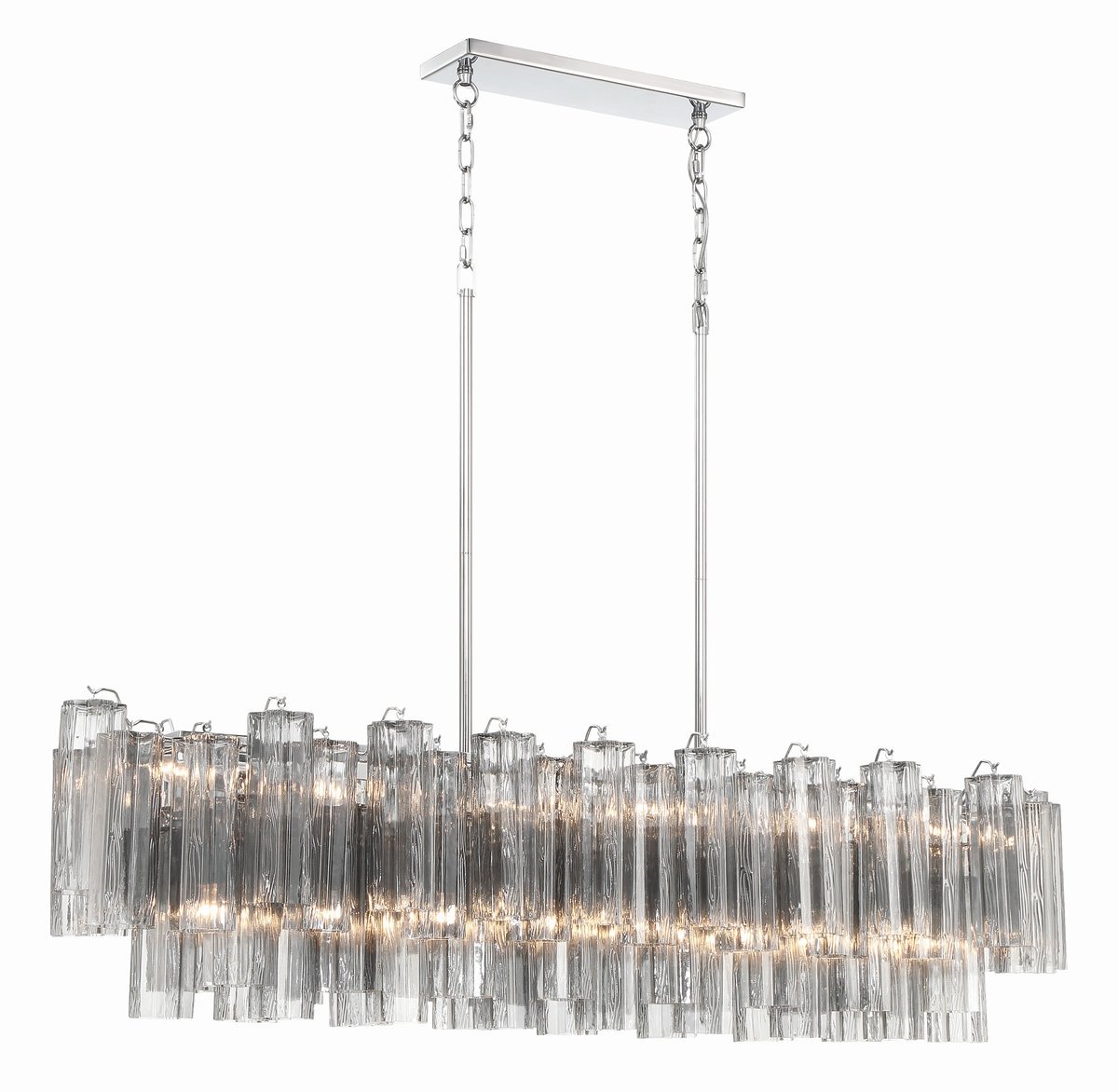 Sylva Linear Chandelier Glass Tube Tiered Amber