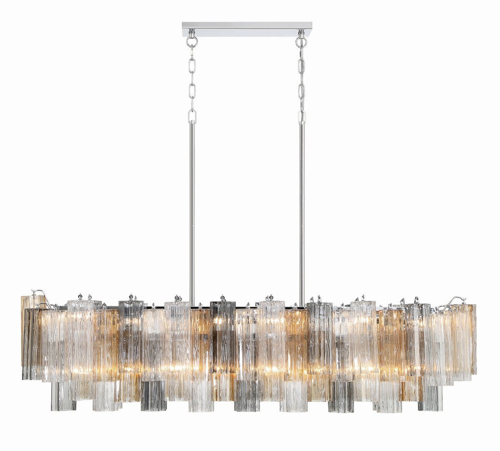 Sylva Linear Chandelier Glass Tube Tiered Amber