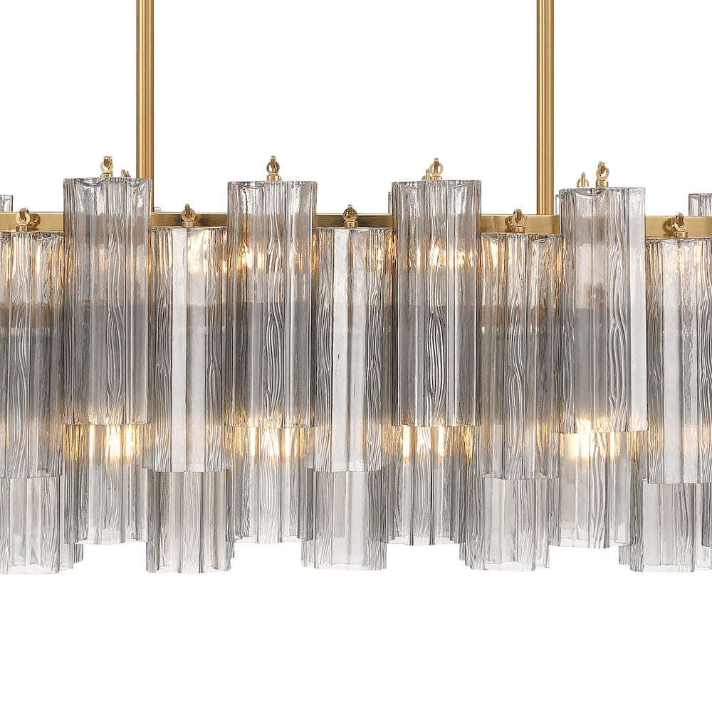 Sylva Linear Chandelier Glass Tube Tiered Amber