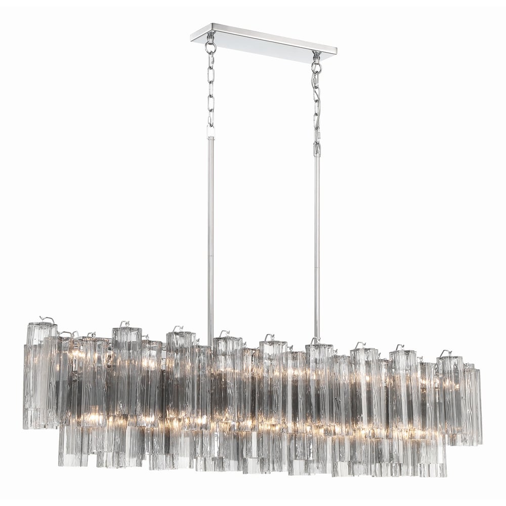 Sylva Linear Chandelier Glass Tube Tiered Amber