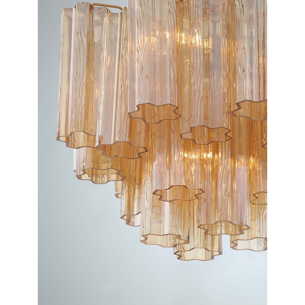 Lustra Murano Chandelier Glass Tube Layered Amber
