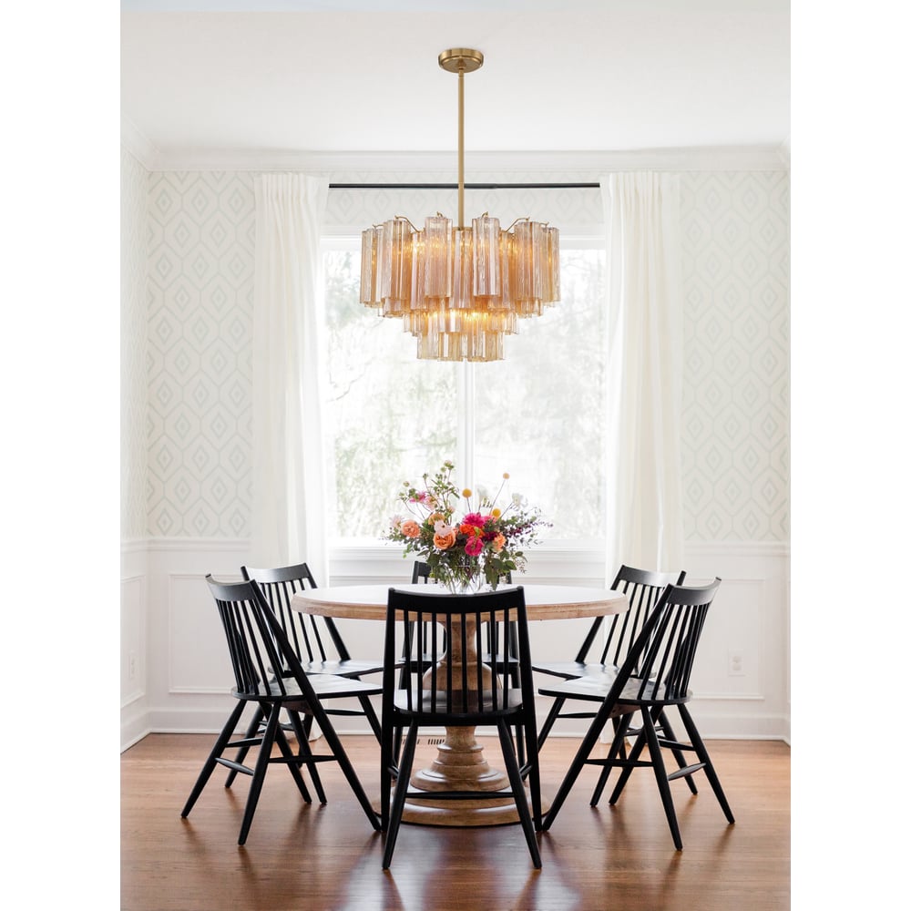 Lustra Murano Chandelier Glass Tube Layered Amber