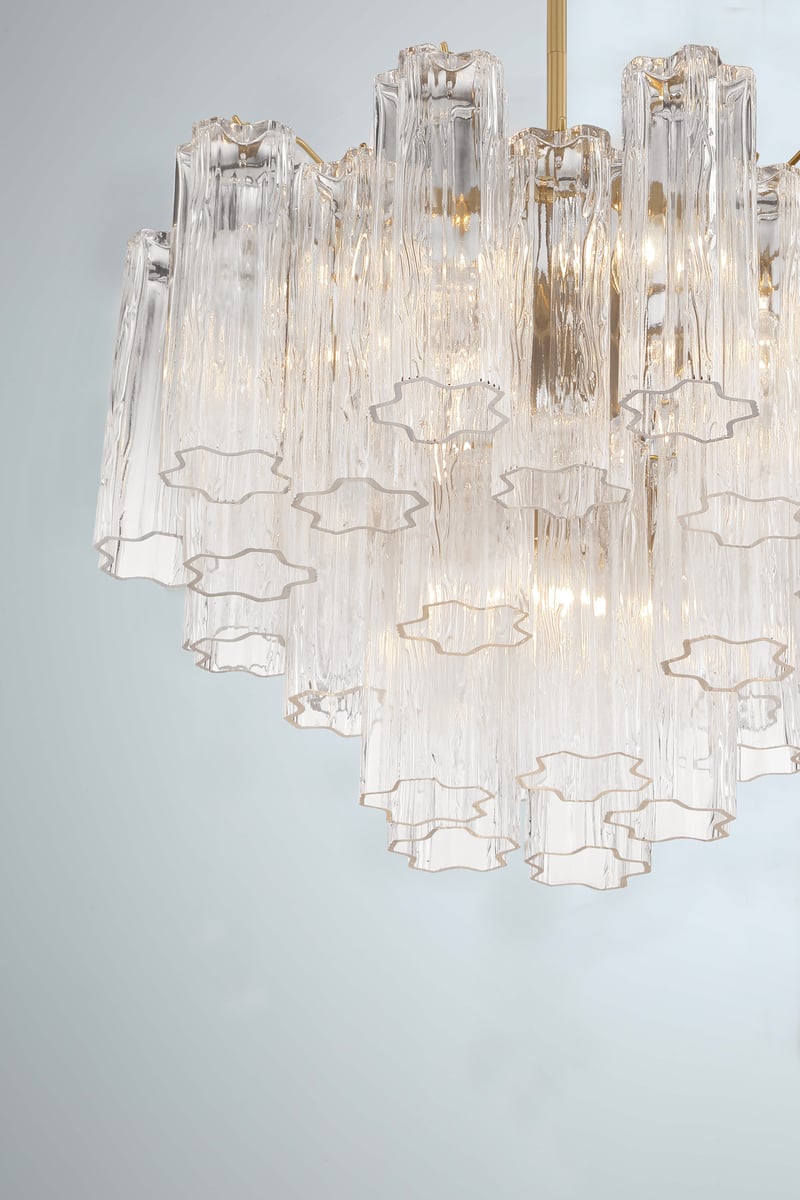 Lustra Murano Chandelier Glass Tube Layered Amber
