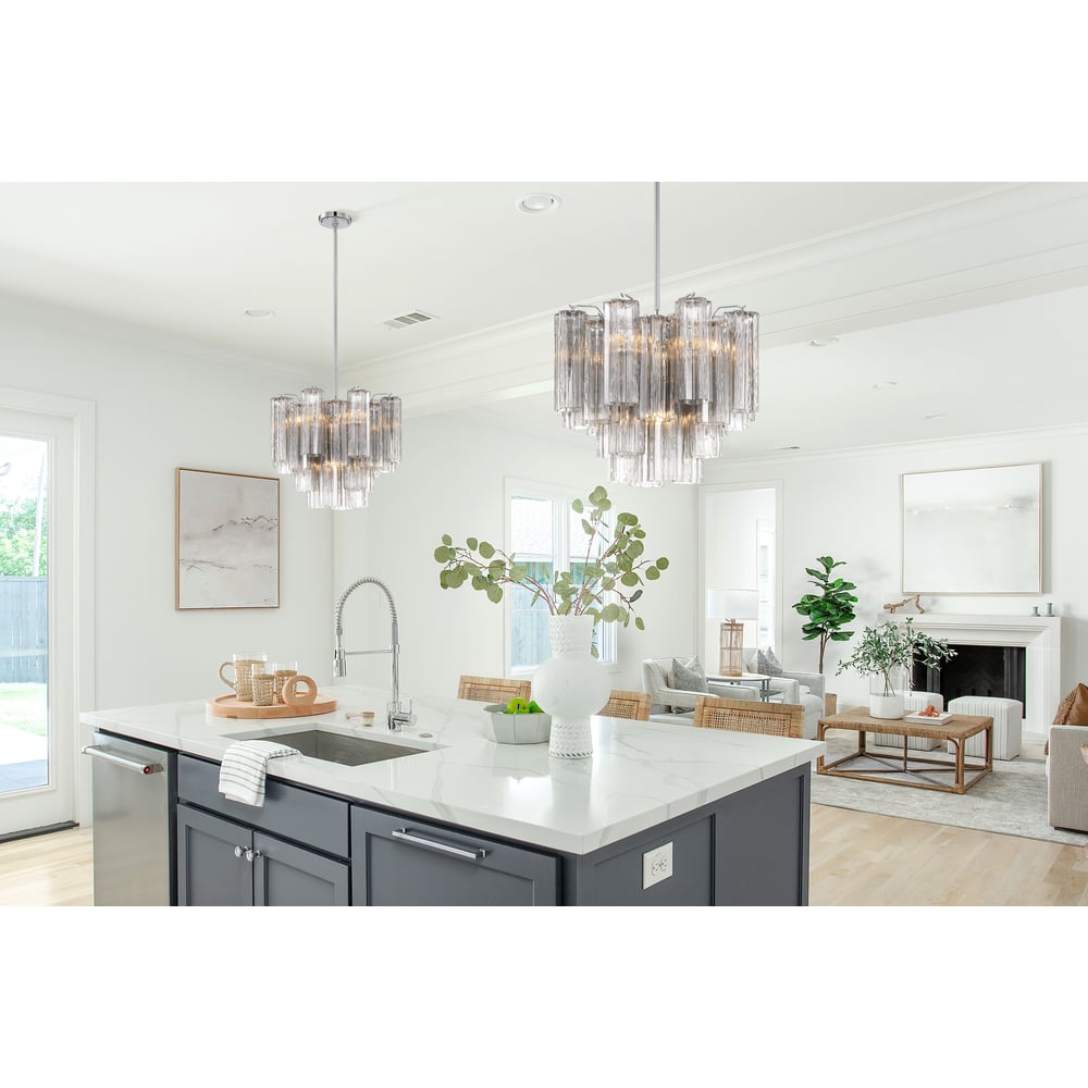 Lustra Murano Chandelier Glass Tube Layered Amber