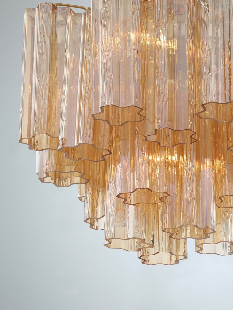 Lustra Murano Chandelier Glass Tube Layered Amber