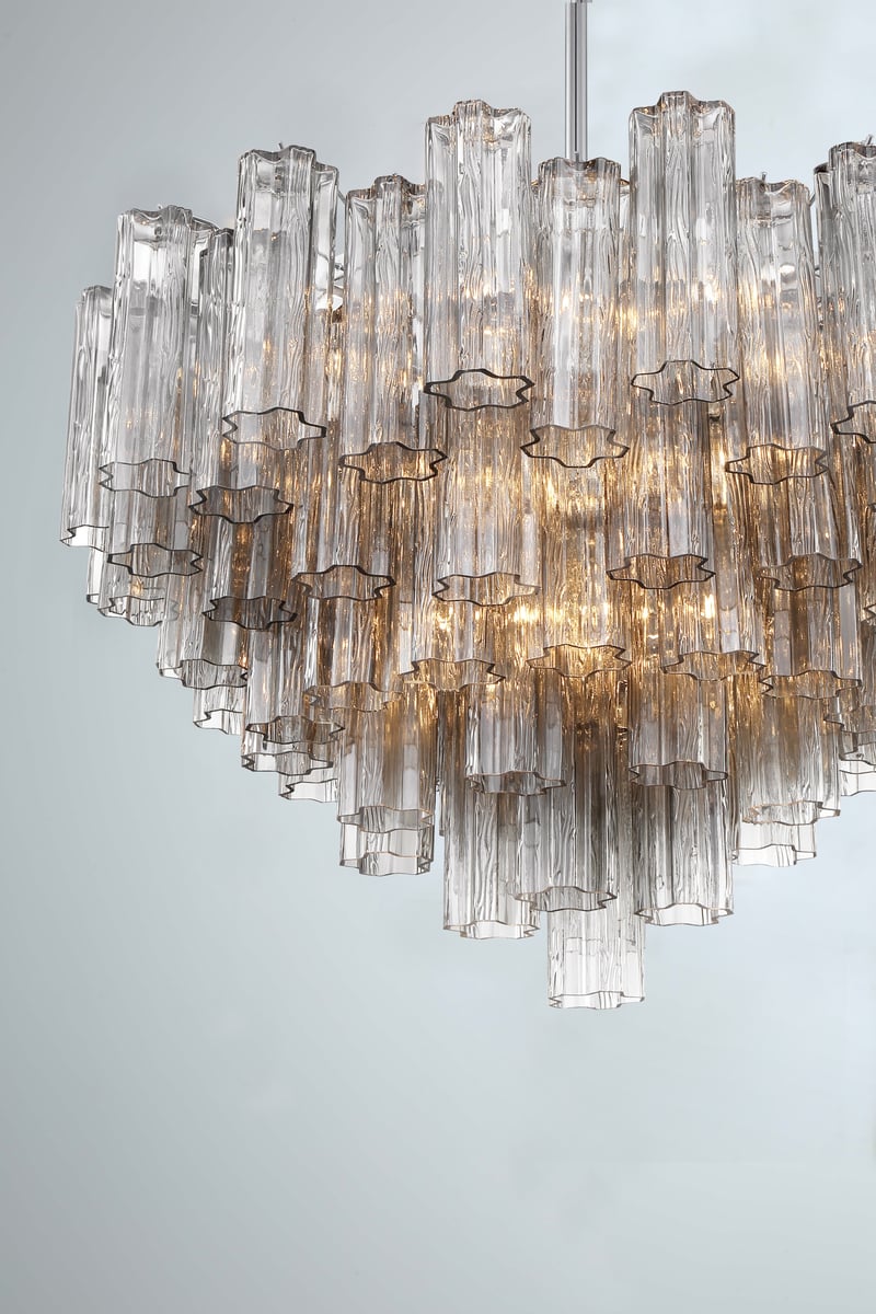 Lustra Murano Chandelier Glass Tube Layered Amber