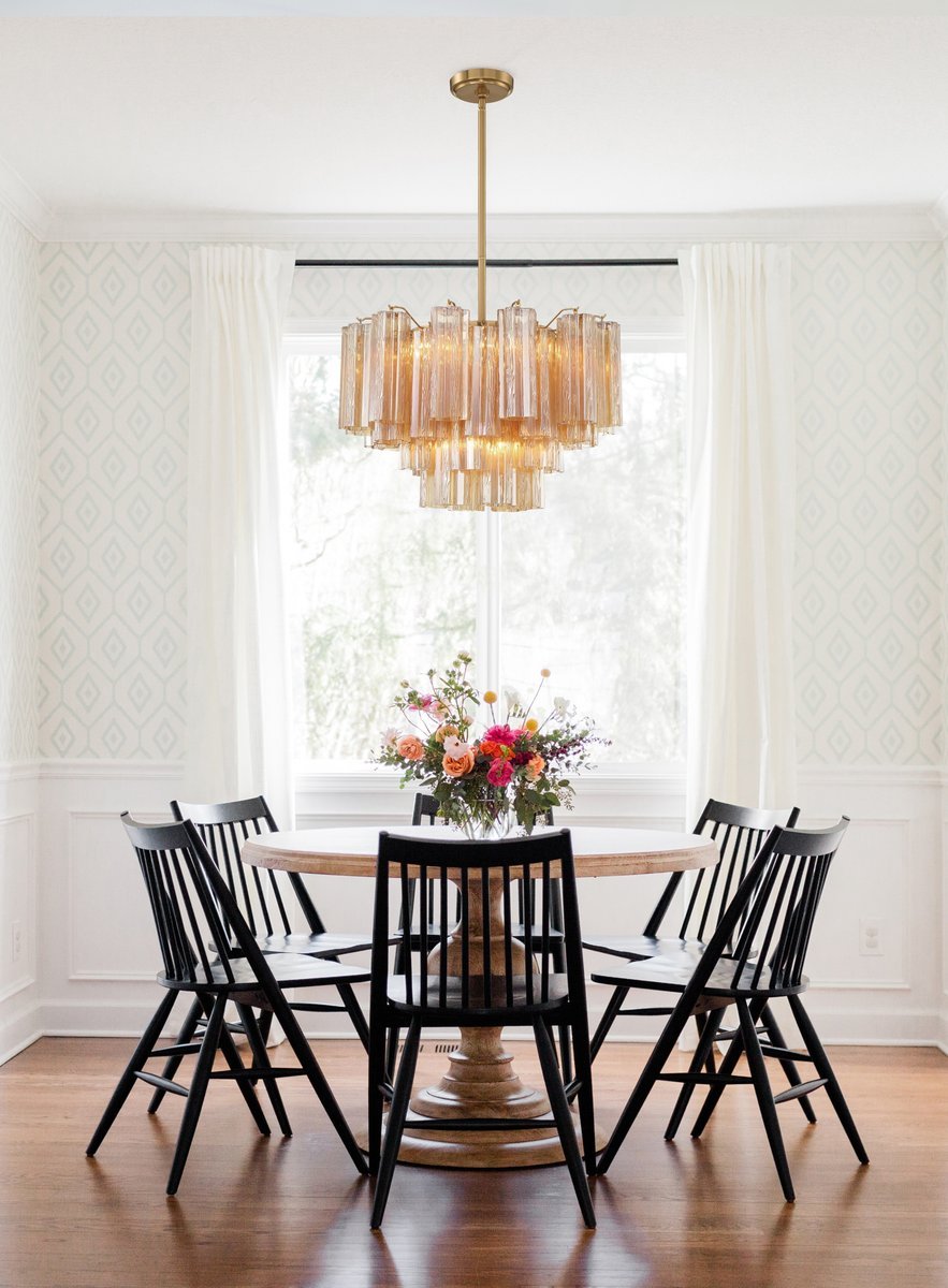Lustra Murano Chandelier Glass Tube Layered Amber