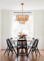 Lustra Murano Chandelier Glass Tube Layered Amber