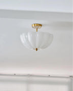 Ceiling Light Brass and Glass with Elegant Petal Silhouette Modern