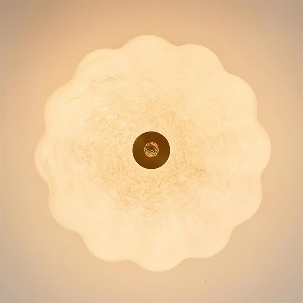 Ceiling Light Brass and Glass with Elegant Petal Silhouette Modern