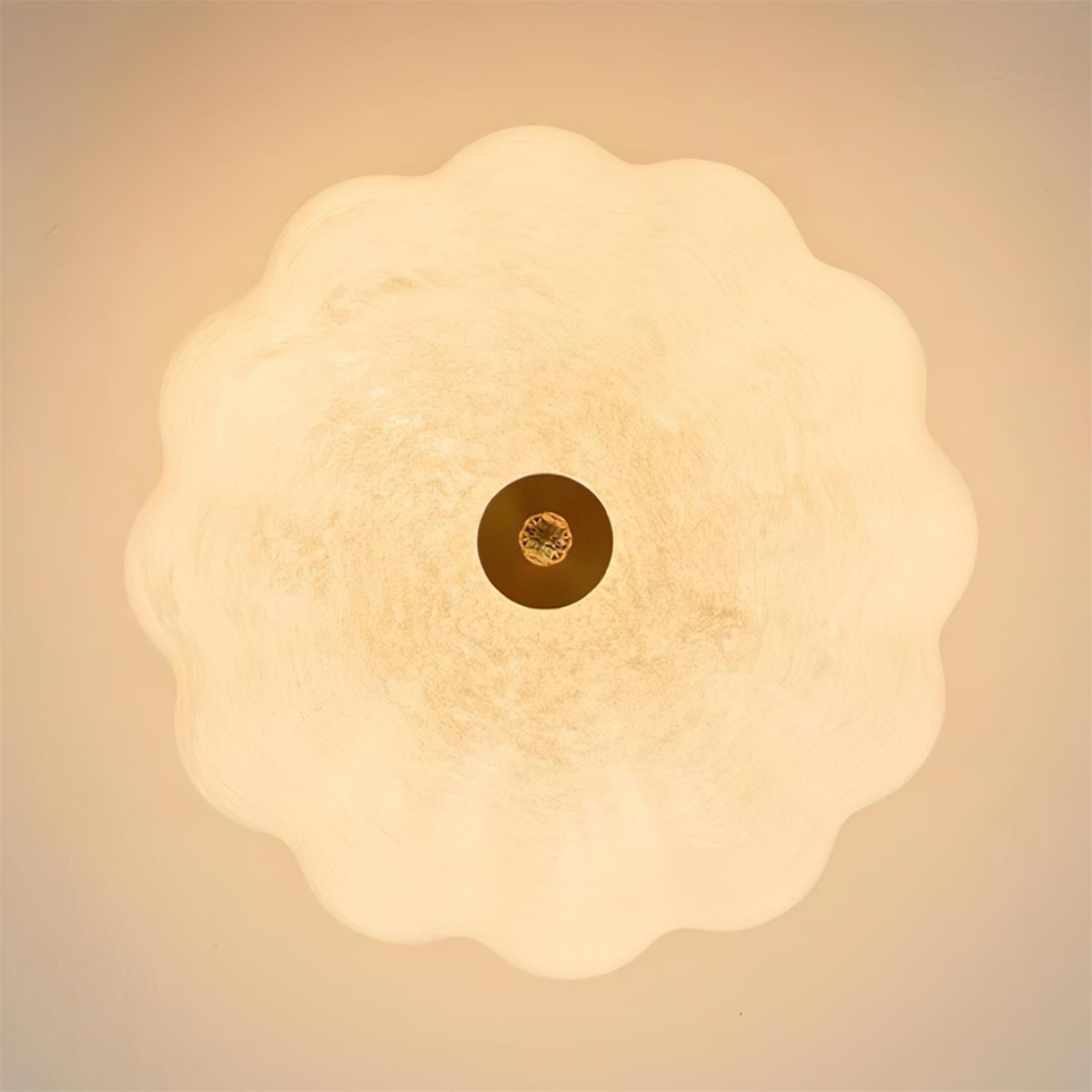 Ceiling Light Brass and Glass with Elegant Petal Silhouette Modern