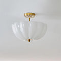 Ceiling Light Brass and Glass with Elegant Petal Silhouette Modern