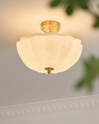 Ceiling Light Brass and Glass with Elegant Petal Silhouette Modern